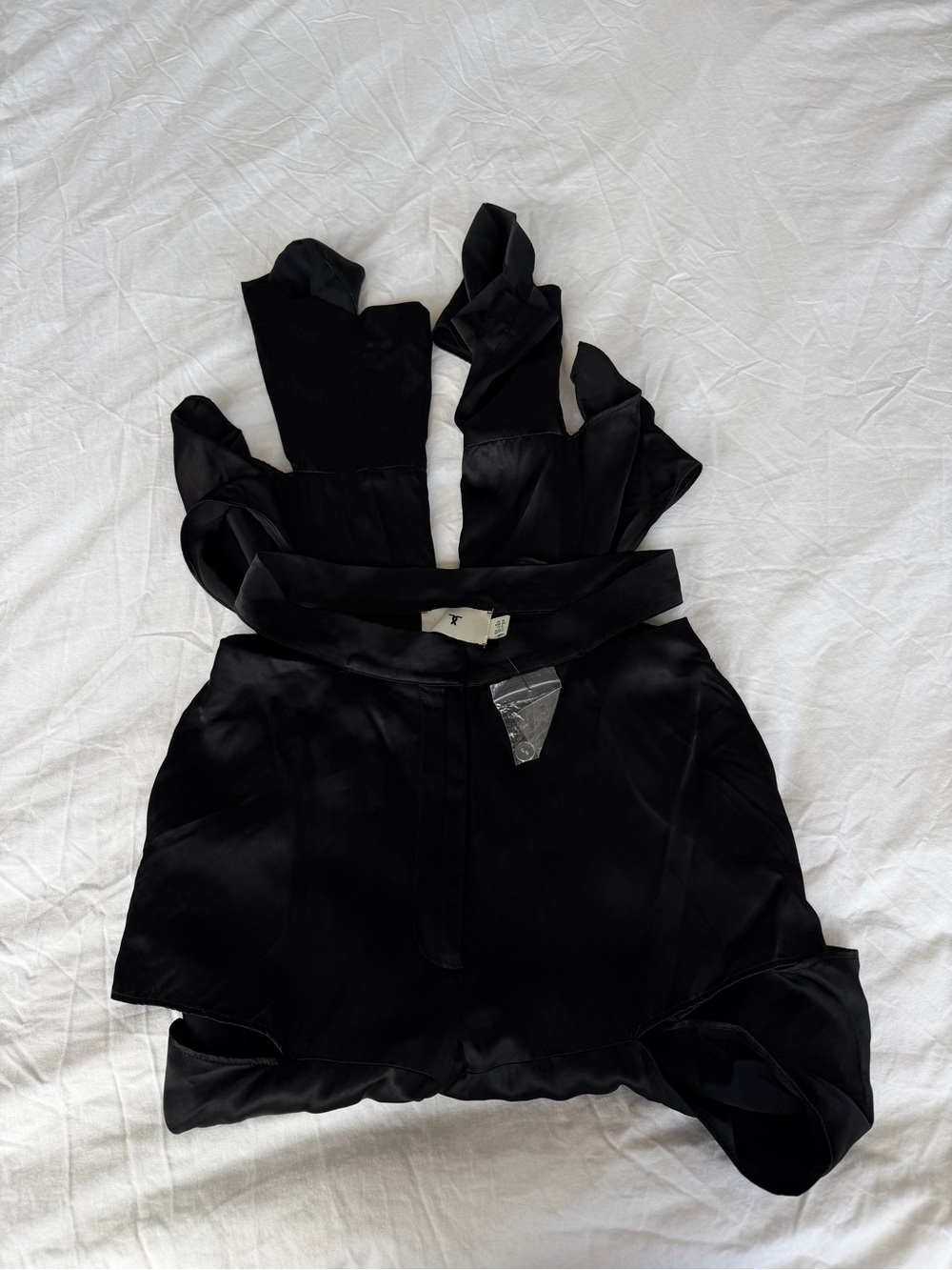 Topman Cut Out Silky Black Pants - Picture 3 of 5